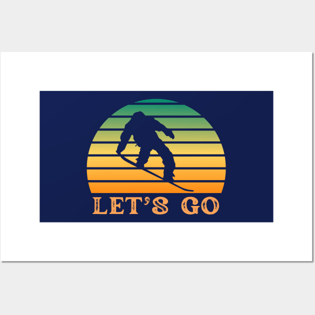 Let's Go Snowboarding, Vintage, Retro Wall Art by Coralgb